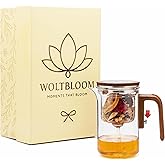 WOLTBLOOM Enchanti Tea Pot - Modern Glass Infuser Teapot - Water Separation Magic Teapot with Heat-Resistant Handle - Elegant Gift Box & Writable Card - Perfect for Loose Leaf Tea - 600 ML (20oz)