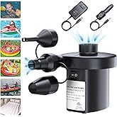 Electric Air Pump for Inflatables, VANNPOOY Portable Car Air Mattress Pump 110V AC/12V DC, Inflate Deflate Air Pump with 3 Nozzles, Pool Float Inflator Pump for Air Bed Toys Raft Boat Swimming Ring
