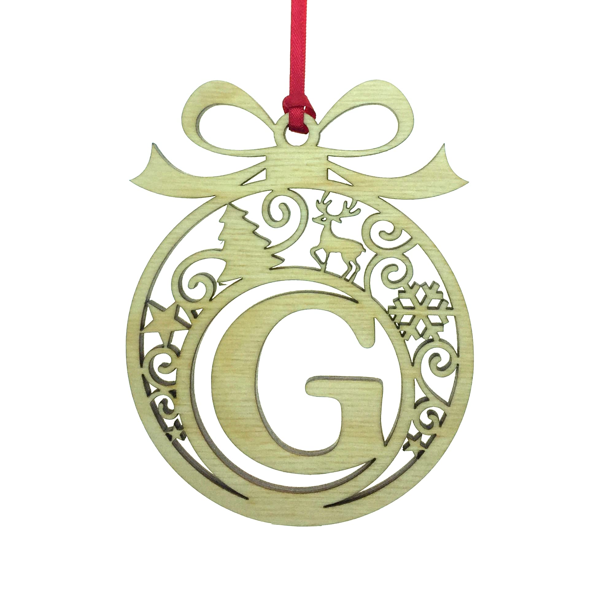 Personalised Christmas tree bauble decoration pendant ornament: Letter G — image 1