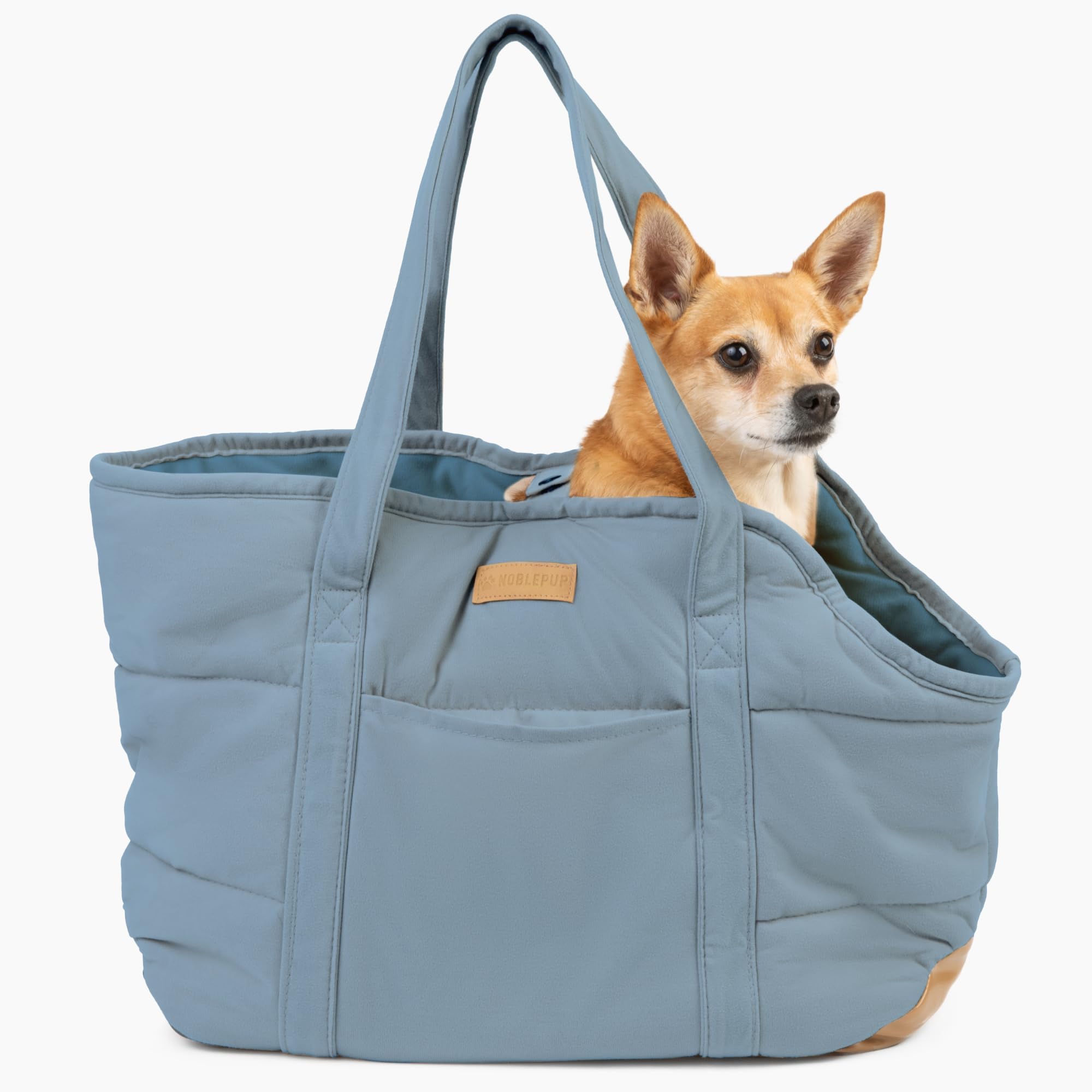 Photo 1 of NoblePup Cozy Plush Dog Purse Carrier for Small Dogs - Dog Carrier Purse with Secure Harness Clip, Dog Tote Bag for Small Dogs and Puppies - Light Blue