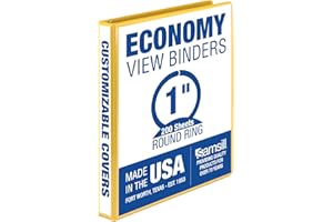 Samsill Economy 3 Ring Presentation View Binder, 1 Inch Round Ring, Yellow – Holds 200Sheets, Customizable Clear View Cover(18531)
