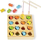 Montessori Wooden Magnetic Fishing Game for Kids, Preschool Learning Educational Montessori Fishing Toys, Gifts for 1 2 3 4 5