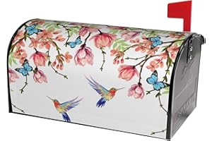 IDENTIY Wisteria Magnolia Hummingbird Butterfly Mailbox Covers Magnetic Standard Size,Spring Summer Floral Magnetic Mailbox Covers 18" x21 for Holiday Outside Yard Decor