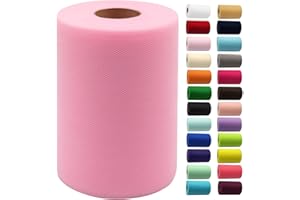 IONTACH Pink Tulle Fabric Rolls 6 Inch by 100 Yards (300 feet) Fabric Spool Tulle Ribbon for DIY Pink Tutu Bow Baby Shower Birthday Party Wedding Decorations Christmas Craft Supplies