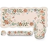 iLeadon Floral Mouse Pad Sets with Wrist Support,Cute Ergonomic Keyboard Mat for Desktop,Extra Large Big Desk Pad Mouse Mat+Cup Coaster with Non-Slip Base for Women Home Office
