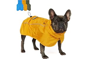 Tuff Pupper Waterproof Dog Raincoat | Full-Body Windproof Rain Jacket for Dogs | Reflective Strips | Breathable Mesh Lining | Adjustable Fit | Leash Port | Small Medium Large XL XXL Dogs (Yellow, XS)