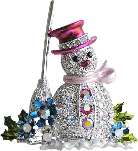 Amazon 雪だるま スノーマン 2way ブローチ クリスマス アイテム グッズ キラキラ ピンク ブローチ 通販