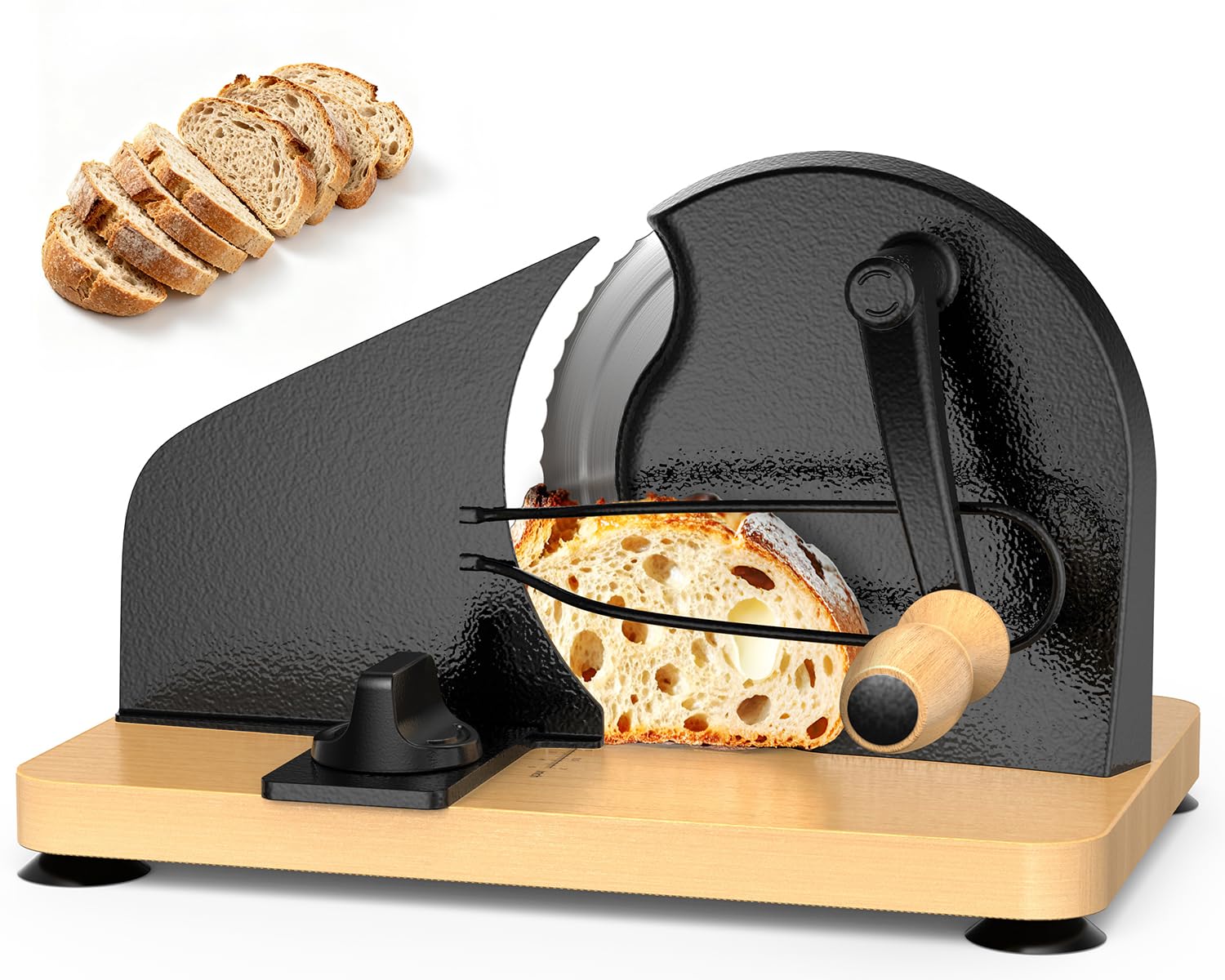 Photo 1 of Upgraded Manual Bread Slicer for Homemade Sourdough Bread Adjustable Thickness& Evenly Slicing, Metal Guide, Hand Crank Bread Slicer with Scale Line & & Suction Base,Sharp Stainless Steel Blade