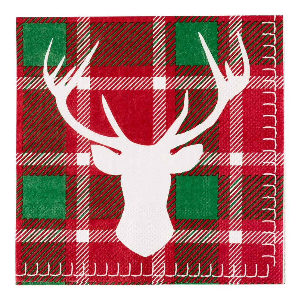 Photo 1 of 13 Inch Paper Luncheon Napkins, 20 Plaid Design Printed Napkins - 3-Ply, Textured Edges, Red And Green Paper Decorated Napkins, Soft And Strong, For Parties Or Catering Events - Restaurantware
