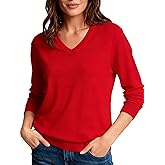 DAIMIDY V Neck Sweater Women's Long Sleeve Tops Trendy Lightweight Knit Soft Casual Pullover Blouse