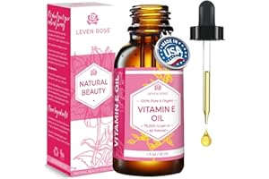 Leven Rose 100% Vitamin E Oil 75,000 IU per oz 100% Natural, Organic, Pure Vitamin E Oil for Skin, Face, Hair, Nails 1oz