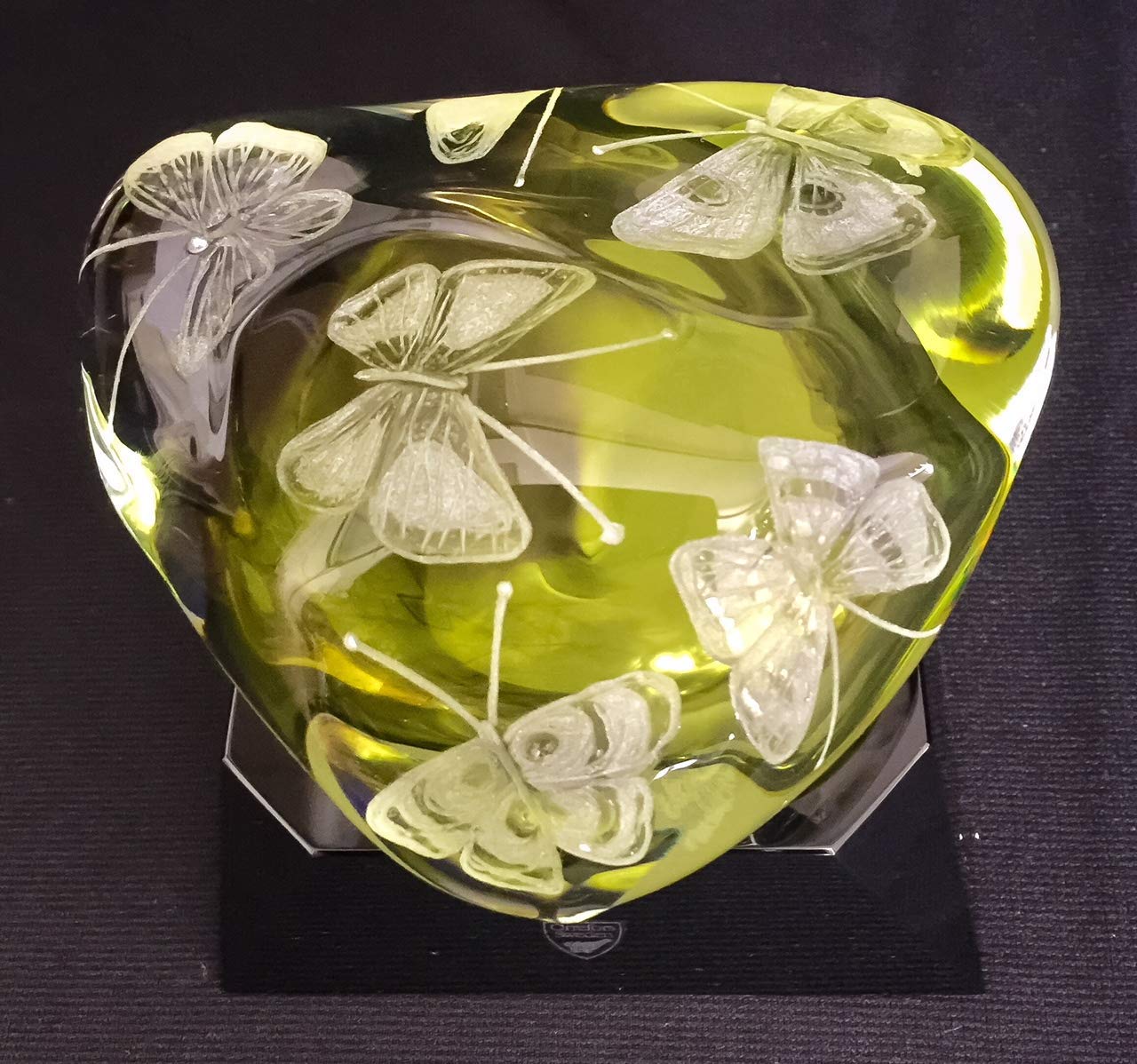 Hand Engraved Paperweight, Butterflies, Office Decor