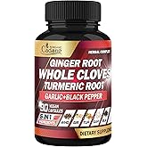 Cadane 5in1 Whole Cloves Herbal Blend | Digestive & Immune Support | Clove, Ginger, Turmeric, Garlic, and Black Pepper | Non-GMO, Vegan – 90 Capsules – 45-Day Supply