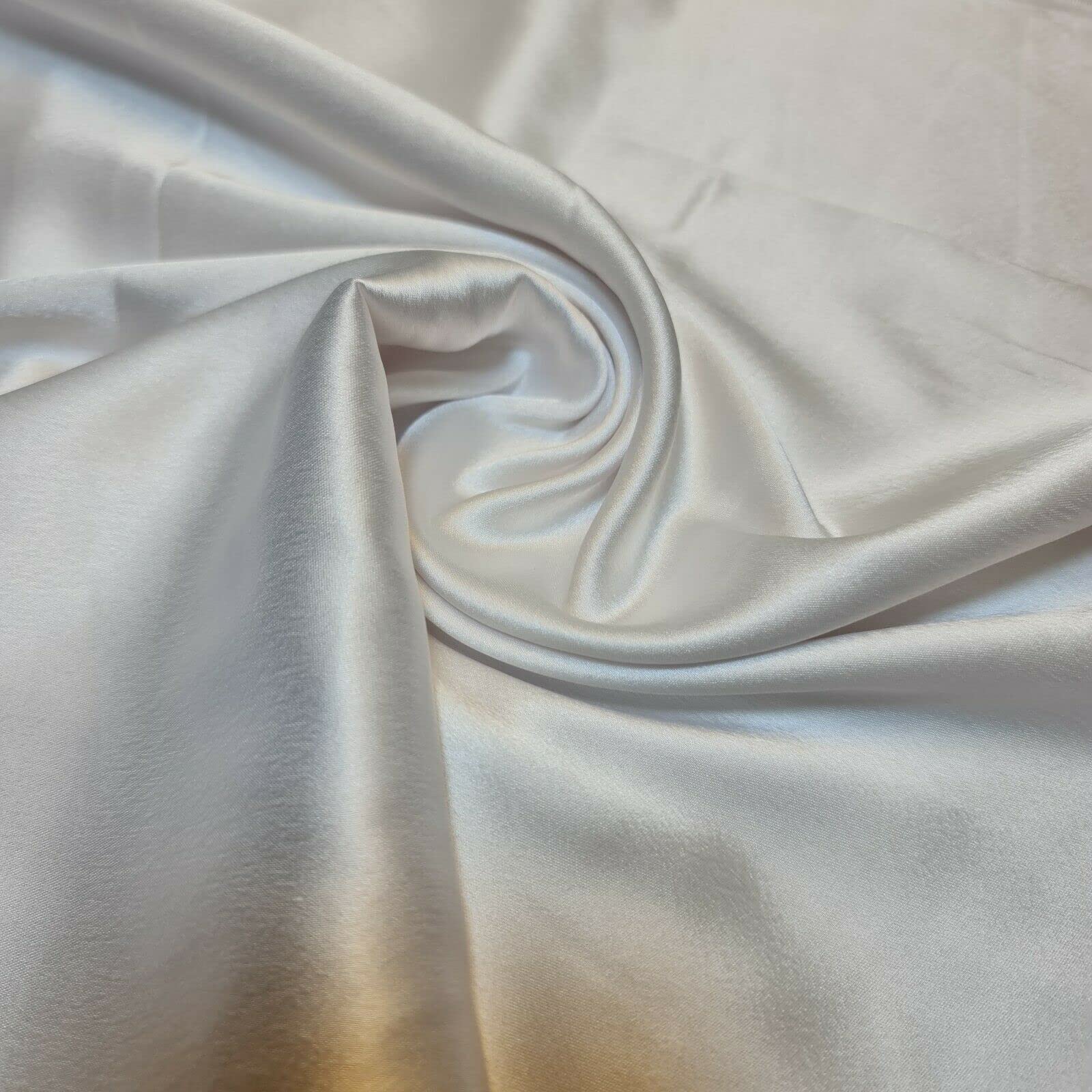 Glossy Charmeuse Silk Satin Bridal Dress Polyester Lining Craft Fabric 44" Meter (5 Meter, White)