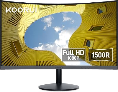 KOORUI 27 Inch Curved FHD 1080P 75Hz Monitor HDMI VGA Tilt Eye Care Black
