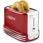 Nostalgia Retro Wide 2-Slice Toaster, Vintage Design With Crumb Tray, Cord Storage &amp; 5 Toasting Levels, Red