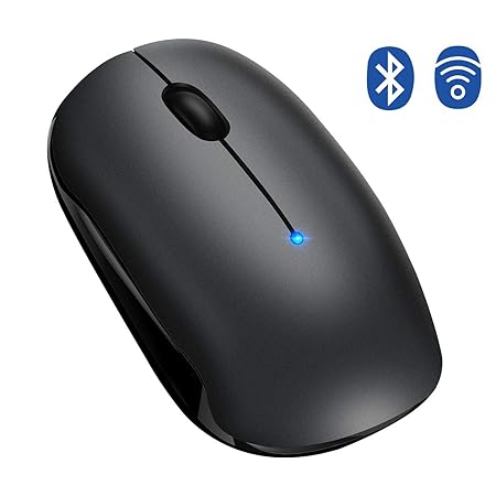 TOPELEK Bluetooth Maus, Kabellose Maus, 4.0 & 2.4G Wireless Laptop Maus mit Einstelleable, Funkmaus mit 2400 DPI & USB Nano E