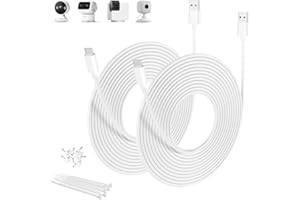 Basesailor Blink Mini 2 Power Cord 20FT/2Pack,Extra Long USB A to USB C Charging Cable USBC Extension Cable for Eufy SoloCam C210/S340,Petcube Cam 360,Security Camera Outdoor Indoor,15FT,25FT,6M 5M