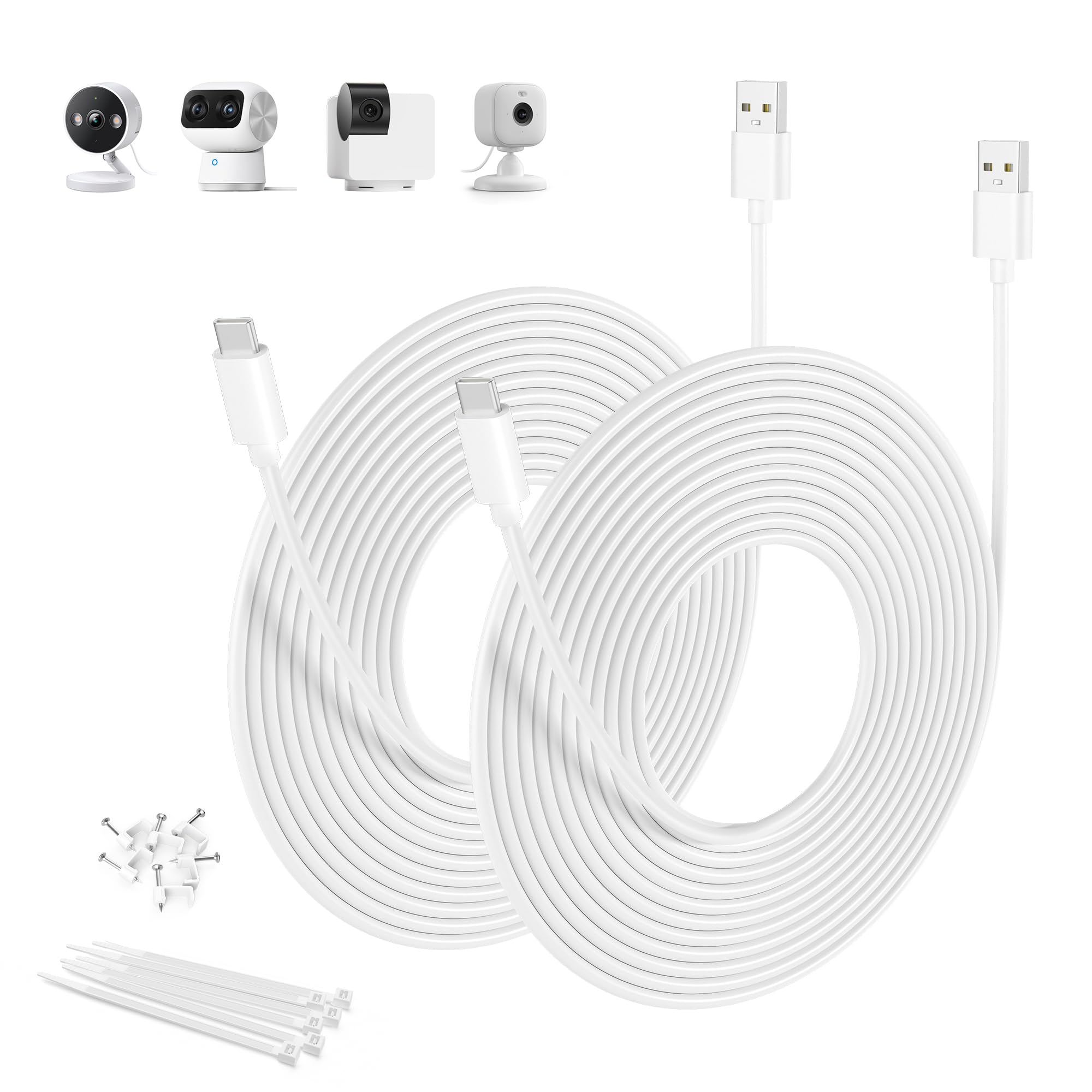 Photo 1 of Basesailor Blink Mini 2 Power Cord 20FT/2Pack,Extra Long USB A to USB C Charging Cable USBC Extension Cable for Eufy SoloCam C210/S340,Petcube Cam 360,Security Camera Outdoor Indoor,15FT,25FT,6M 5M
