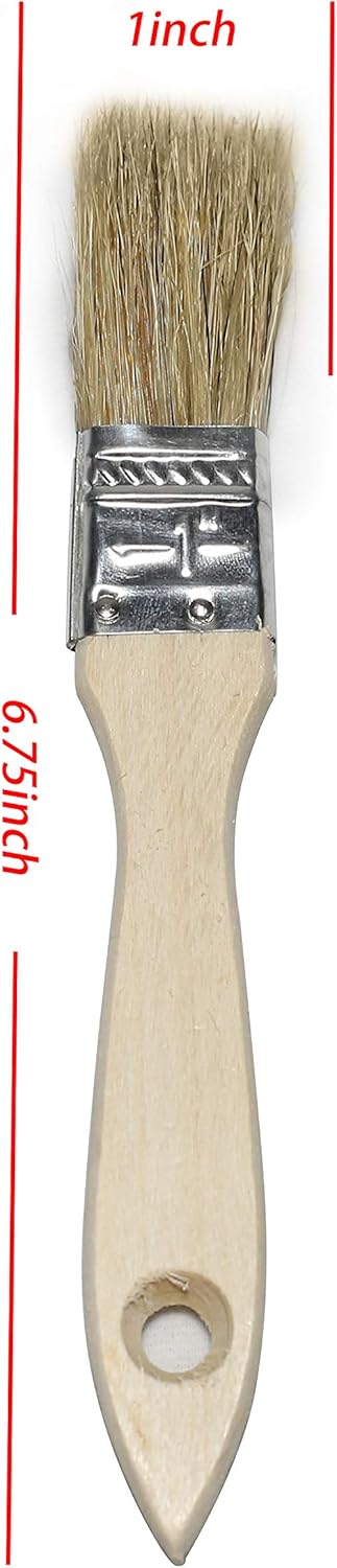 12 Pack of 1 inch Art Supply Chip Paint Brushes with Wood Handles and Paint for Paint, Stains, Glues, Varnishes: Kitchen & Dining