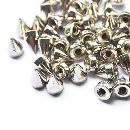 Hosaire 100x Nieten 9.5 mm Silber Farbe Metall Killernieten Schraubennieten Ziernieten Spitz