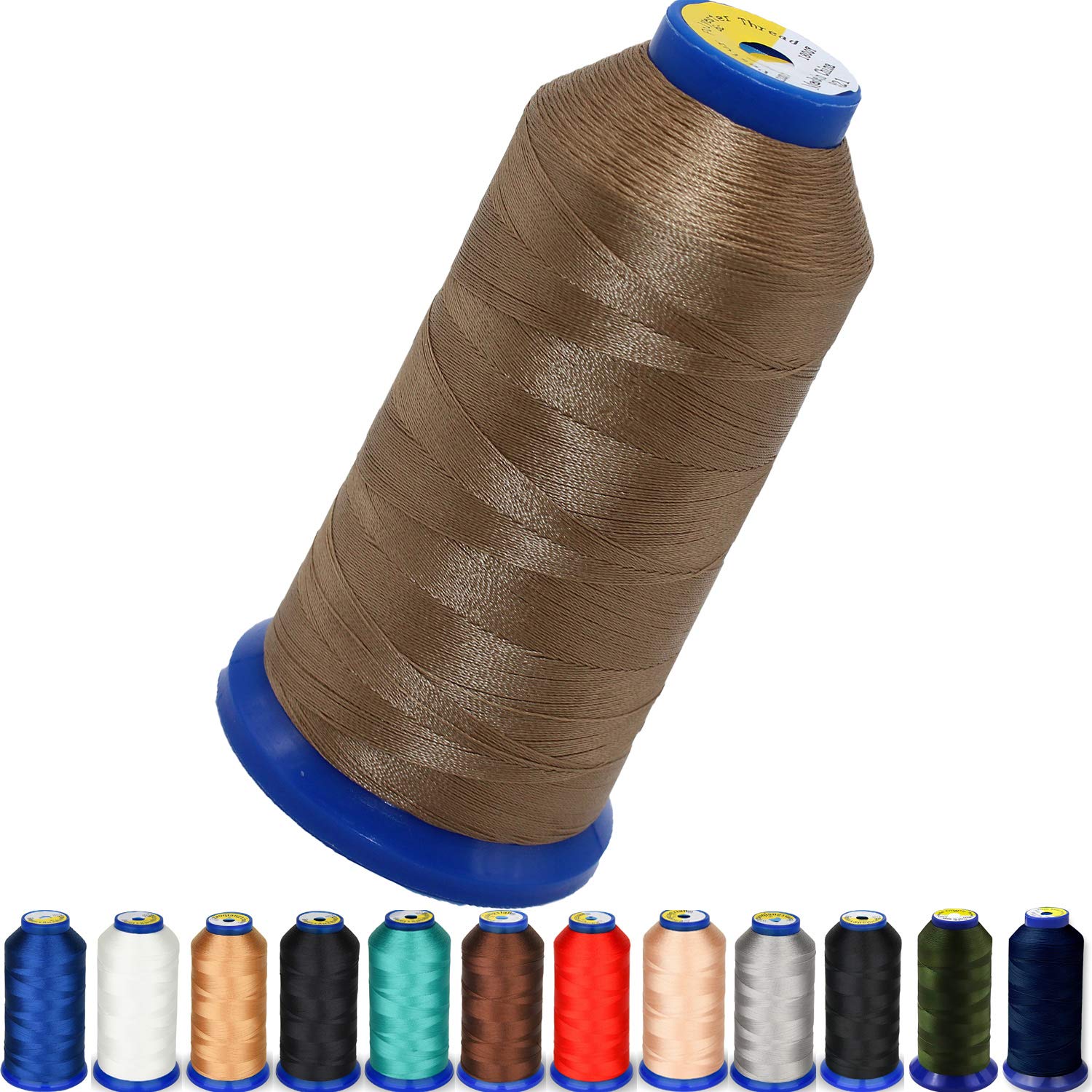 Heavy Duty Thread 1800 Yards Size T70#69 210D/3 All Purpose High Strength Polyester Sewing Thread for Weaves, Upholstery, Jeans and Weaving Hair, Drapery, Beading, Purses, Leather (Khaki)