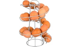 Southern Homewares Egg Skelter Deluxe Modern Spiraling Dispenser Rack Silver