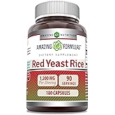 Amazing Formulas Red Yeast Rice 1200mg Per Serving Capsules Supplement | Non-GMO | Gluten Free | Made in USA (1 Pack, 180 Count)
