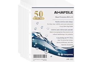 AMAFGLE Clear Sheet Protectors for 3 Ring Binder, Plastic Sleeves for Paper 8.5x11, Heavy Duty Page Protectors for 3 Ring Binder, Top Loading Paper Protector for Documents and Photos,Letter Size.