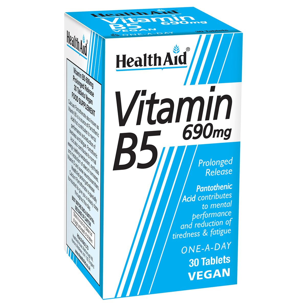 HealthAid Calcium Pantothenate (Vitamin B5) 750mg - Prolong Release - 30 Tablets