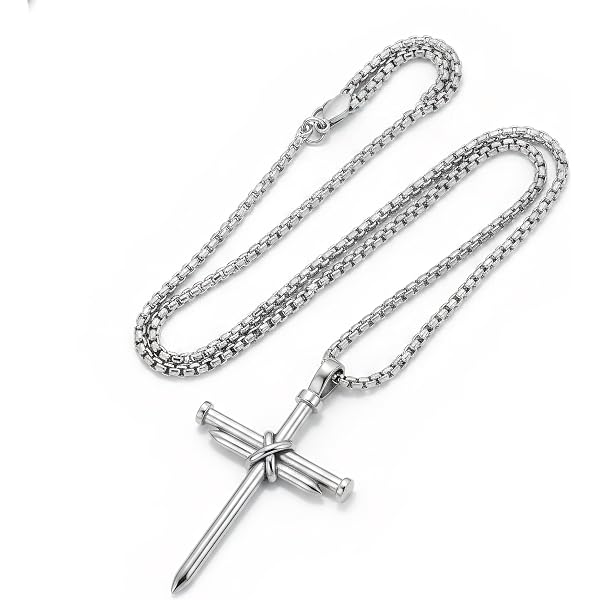 PDTJMTG Cross Necklace for Men Black Rhodium Sterling Silver Men's
