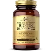 Solgar Biotin 10,000 mcg, 120 Vegetable Capsules - Non-GMO, Gluten Free | Helps Support Hair and Skin - 120 Capsules