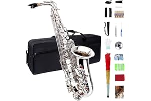 MEPERG Eb Alto Saxophone, Beginner Saxophone, Alto Sax, Saxophone for Beginners, Student Alto Saxophone, Professional Saxophone Alto, Beginner Saxophone, Saxofon, Saxaphone Adult (Silver)