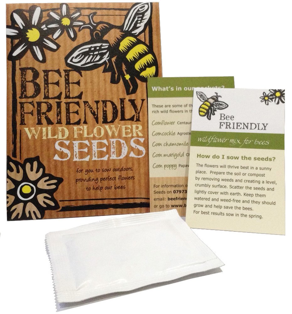 Bee Friendly Wildflower Seeds - Great Gardener Gift. Eco-Friendly. Beautiful, Colourful Native British Wildflowers. UK Grown. RHS Plants for Pollinators Certified Wildflower Mix.