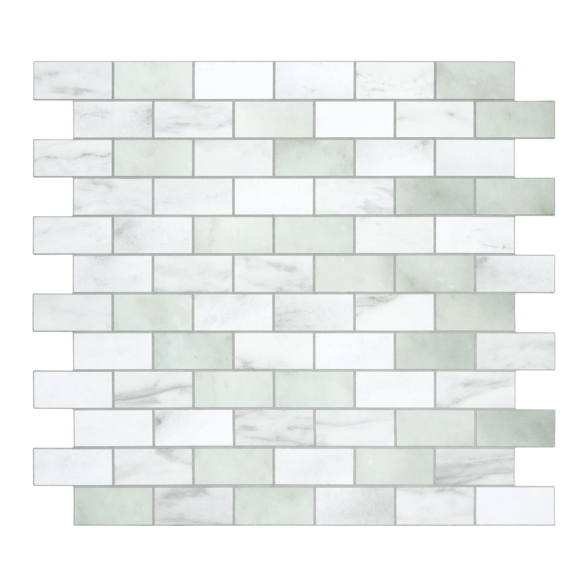Photo 1 of 10-Sheet Subway Peel and Stick Backsplash Tile, 11.3" x 10.8" Emerald Green Stone Composite Marble Looks Self Adhesive Waterproof Wall Tile, Stick on Tiles for Kitchen Bathroom Shower Fireplace