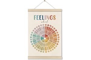 DOI-LANEE Feelings Wheel Poster Hanger Frame, Mental Health Posters, Feelings Chart, Therapy Office Decor, Calm Corner Wall Decor, Emotional Learning Wall Art for School Classroom Counseling Office 16x12 Inch