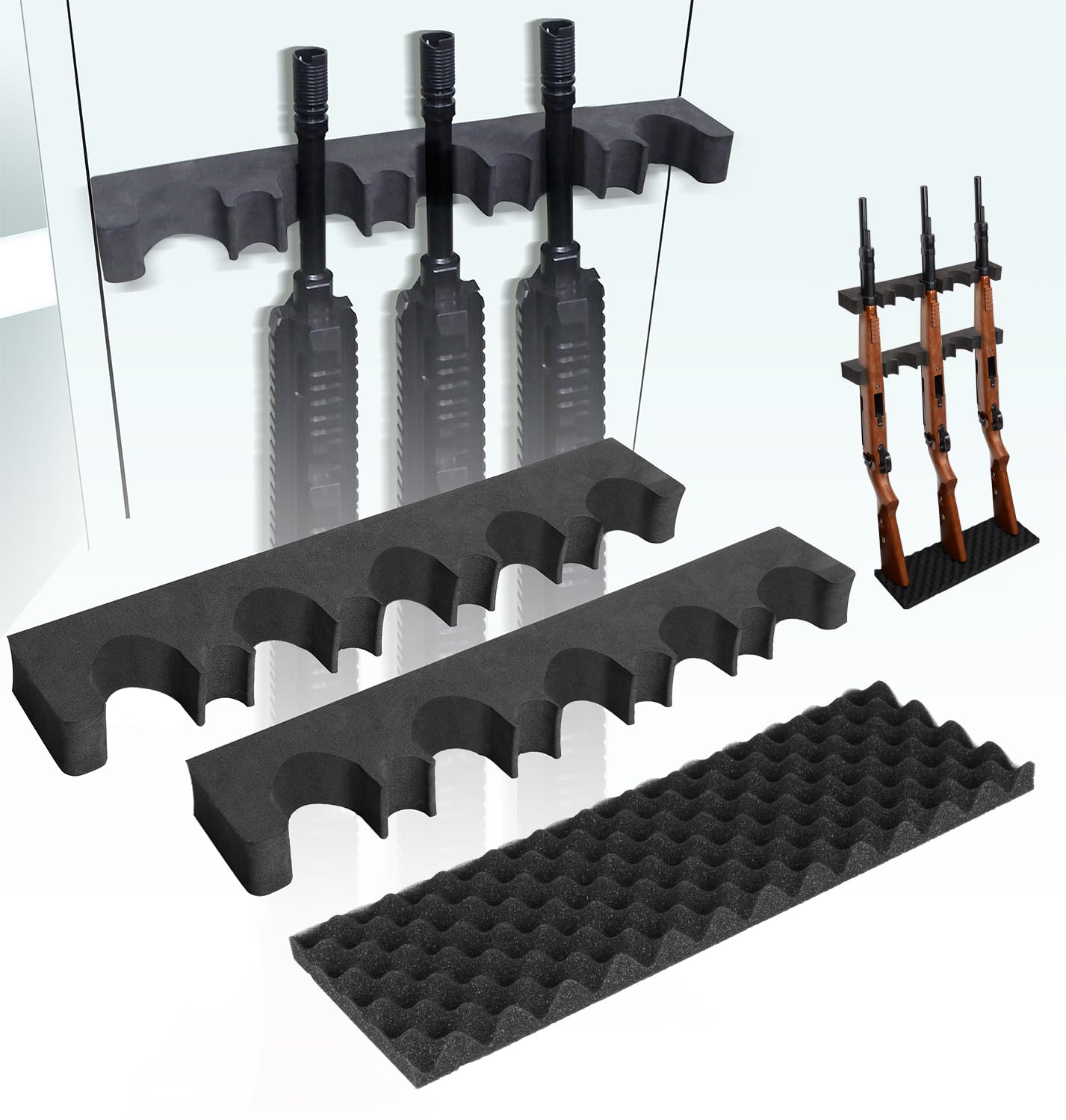 Photo 1 of Adoreal 2 Pack Gun Rack for Storage, Safe Accessory for Rifles and Shotguns, Holder in Cabinet, Rifle Rest, Foam Material With Magnetic Strip