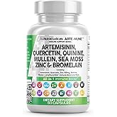 Clean Nutraceuticals Artemisinin Quercetin Zinc Mullein Quinine Supplement with Sea Moss Bromelain Ashwagandha Root Nettle Leaf Bladderwrack Burdock Root Monolaurin Colostrum Rutin