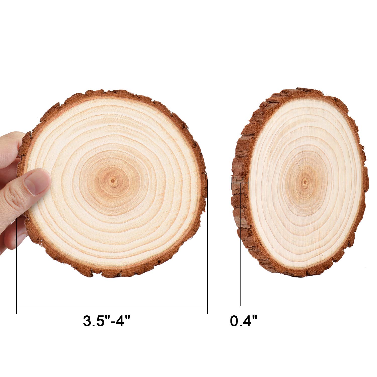 Unfinished Natural Wood Slices with Bark - 20 Pcs 3.5-4 inch Wood Craft kit, DIY Kids Arts and Crafts Coasters Christmas Ornaments Rustic Wedding Decorations