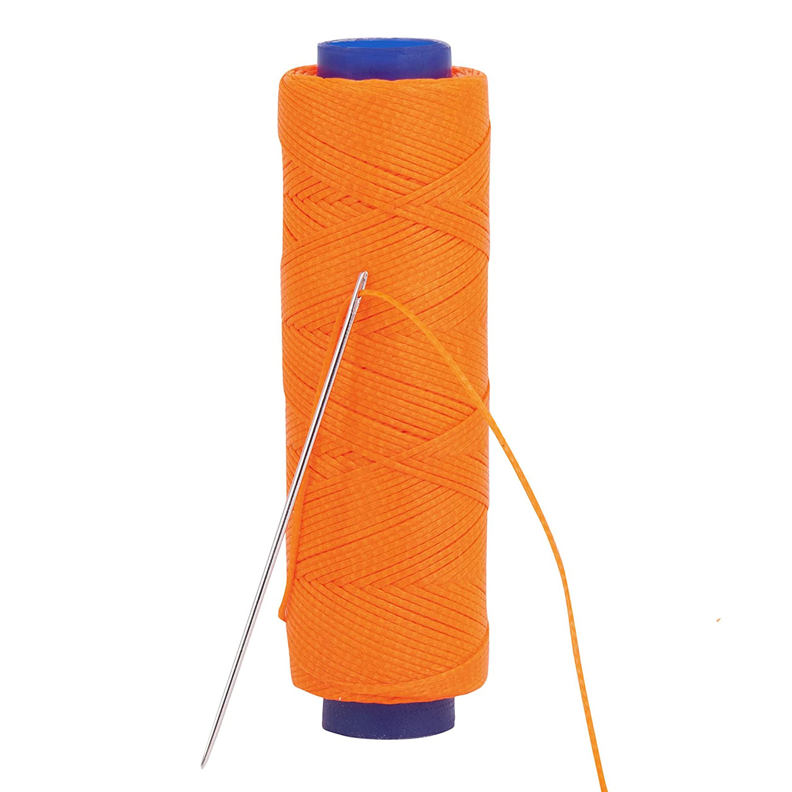 Shelver Waxed Thread, Strong Thread for Leather, Upholstery, Shoe, Bag, incl. Needle (Colour: NEON Orange)