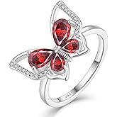 YL Butterfly Rings 925 Sterling Silver Simple Ring Birthstone Statement Jewelry for Women