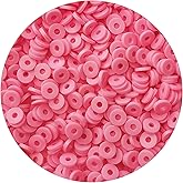 2000pcs Pink Clay Beads for Bracelets Making Heishi Polymer Flat Disc Spacer 6mm Clay Bead for Jewelry Earring DIY Crafts