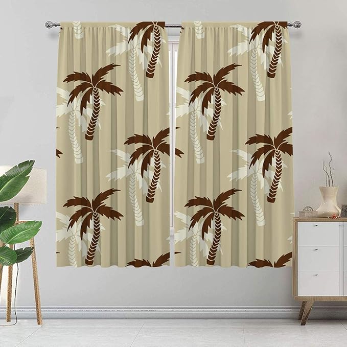 Alandana Palm Tree Decor Room Darking Curtains, Tropical Pattern with