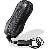 XMZAIMY for Porsche Key Fob Cover with Keychain Fit for Panamera, Cayenne, Macan,Taycan,918 Smart Keys Case Protector suede (Black, Style A)