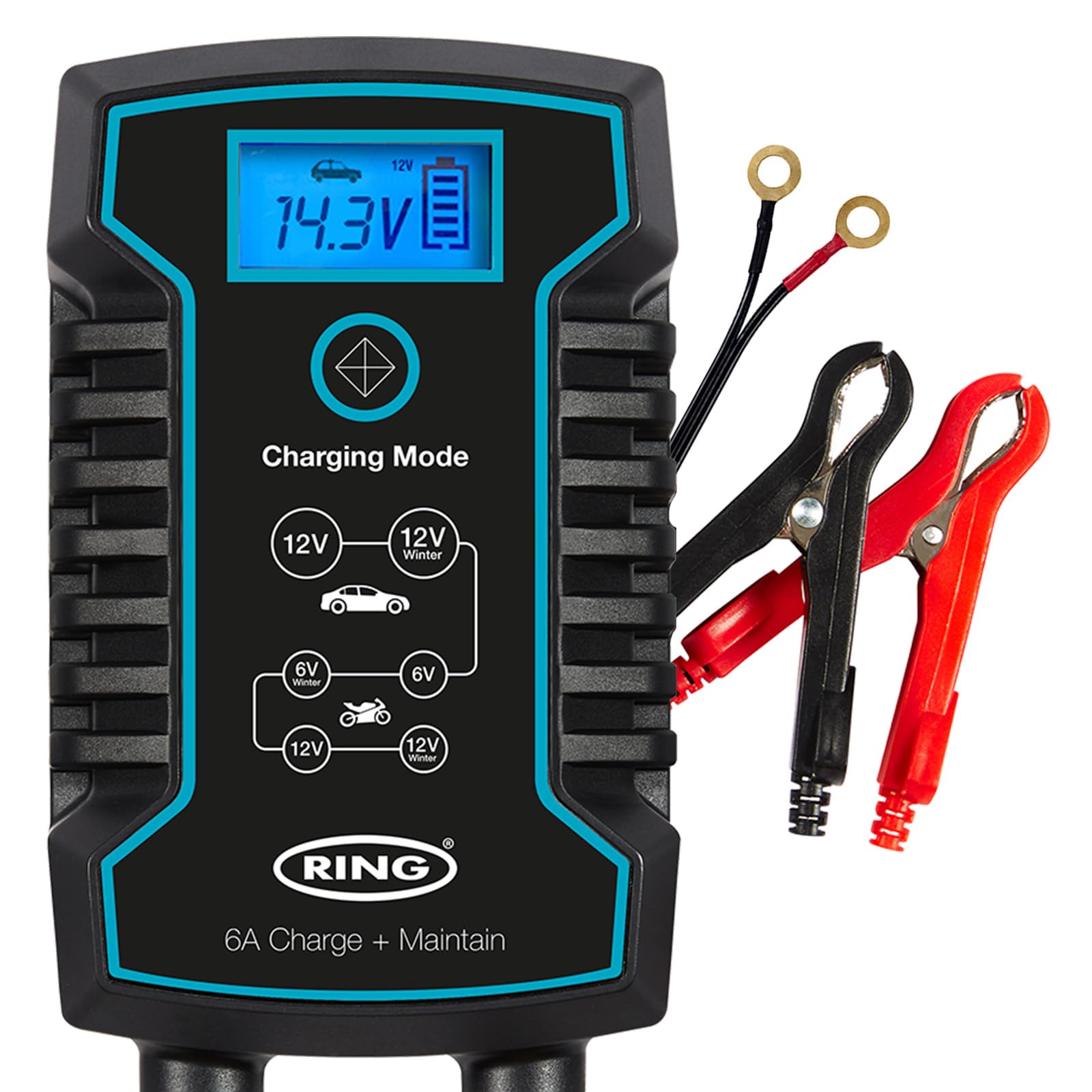 Ring RSC806, 6 Amp Battery Charger and Maintainer. 6V & 12V Smart Charger, Compatible with Stop Start Cars, Vans, Motorcycles, SUV, Leisure