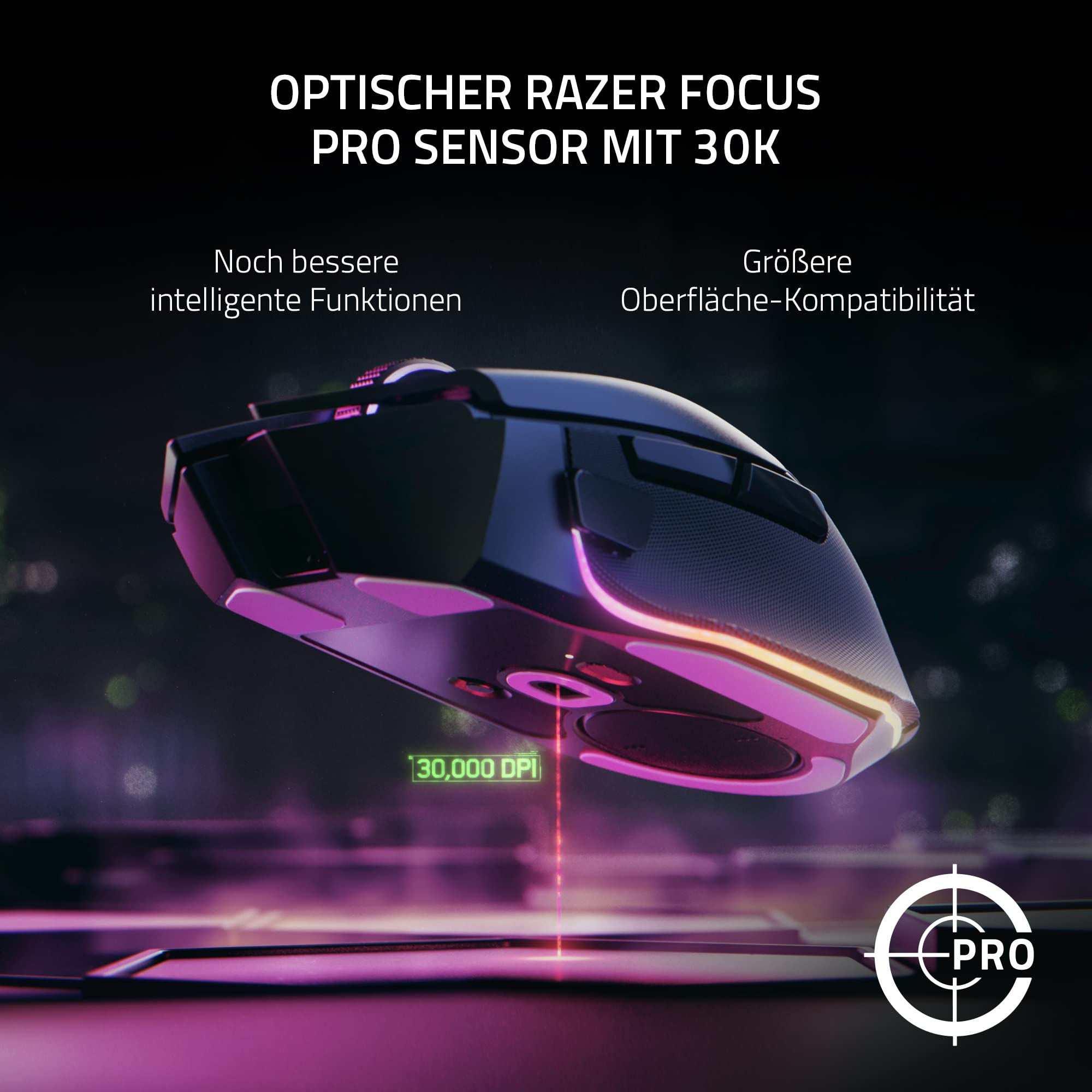 Razer Basilisk V3 Pro - Anpassbare kabellose Gaming-Maus HyperScroll Tilt Wheel (Focus Pro 30K Optischer Sensor, 13-Zonen Chroma-Beleuchtung, 10+1 Programmierbare Tasten) Schwarz 6