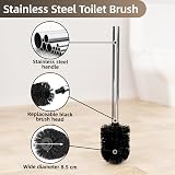 Susswiff Stainless Steel Toilet Roll Holder with Toilet Brush Free Standing view 6