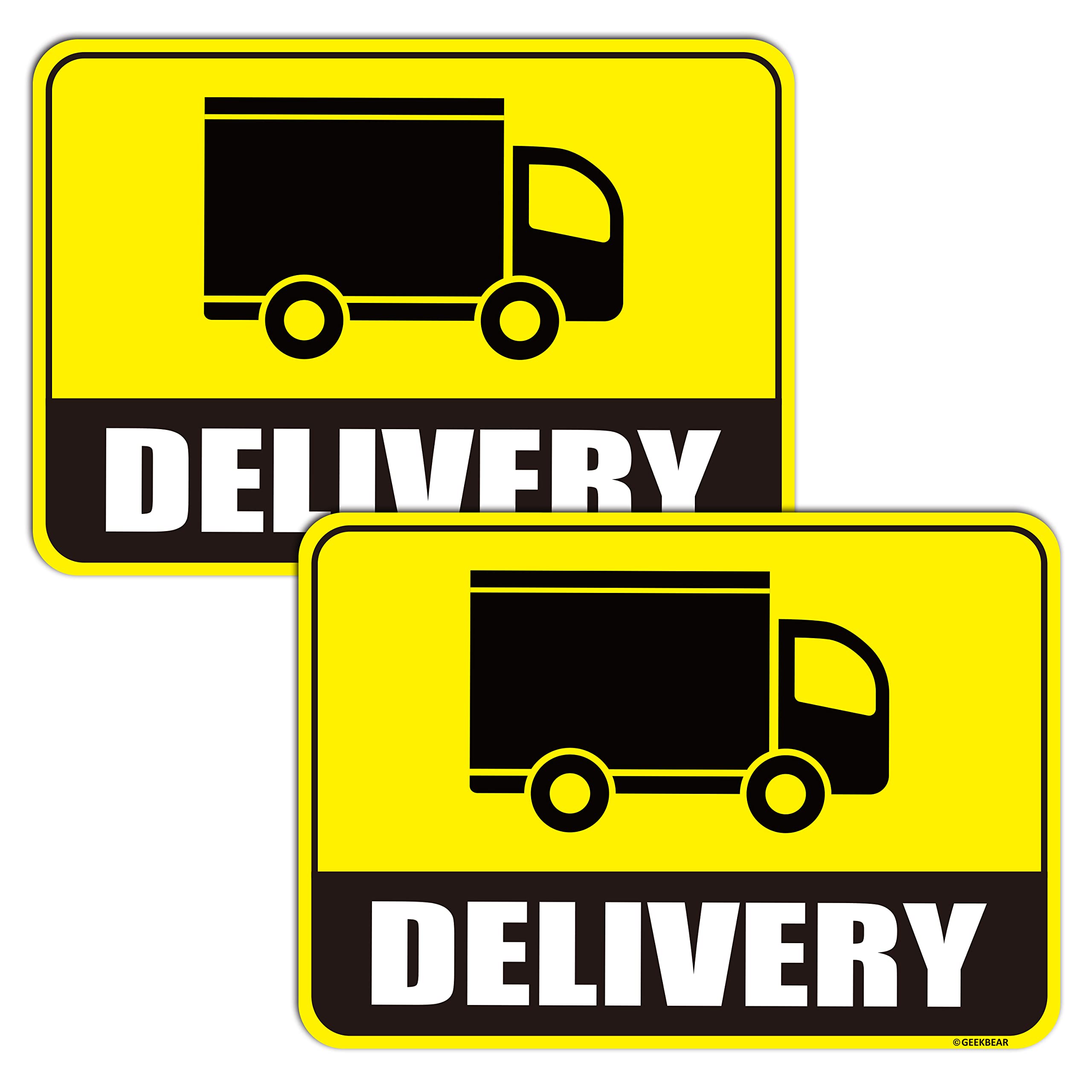 GEEKBEAR Delivery Driver Sign (2 Pack) – Delivery Car Magnet - Reflective Waterproof Delivery Driver Bumper or Door Sign – No Stickers or Decals but Magnets
