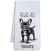 Shrago Funny French Bulldog Kitchen Towels, French Bulldog Gifts for Women Men Dish Tea Towels, Gifts for Frenchie Lovers Decorative Hand Towel for Bathroom Decor, 16x24 Inch