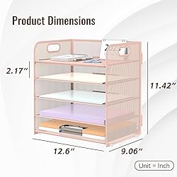 SUPEASY 2 Pack 5-Tier Pink Desk Organizer with